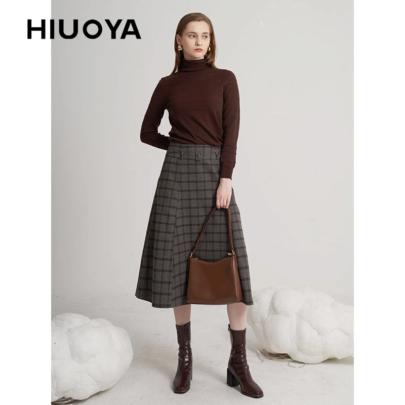 HIUOYA【冬季特惠】复古大摆伞裙气质A字半身裙23472155