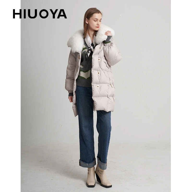 HIUOYA【双十一】韩版时尚大毛领保暖女士羽绒服23476108