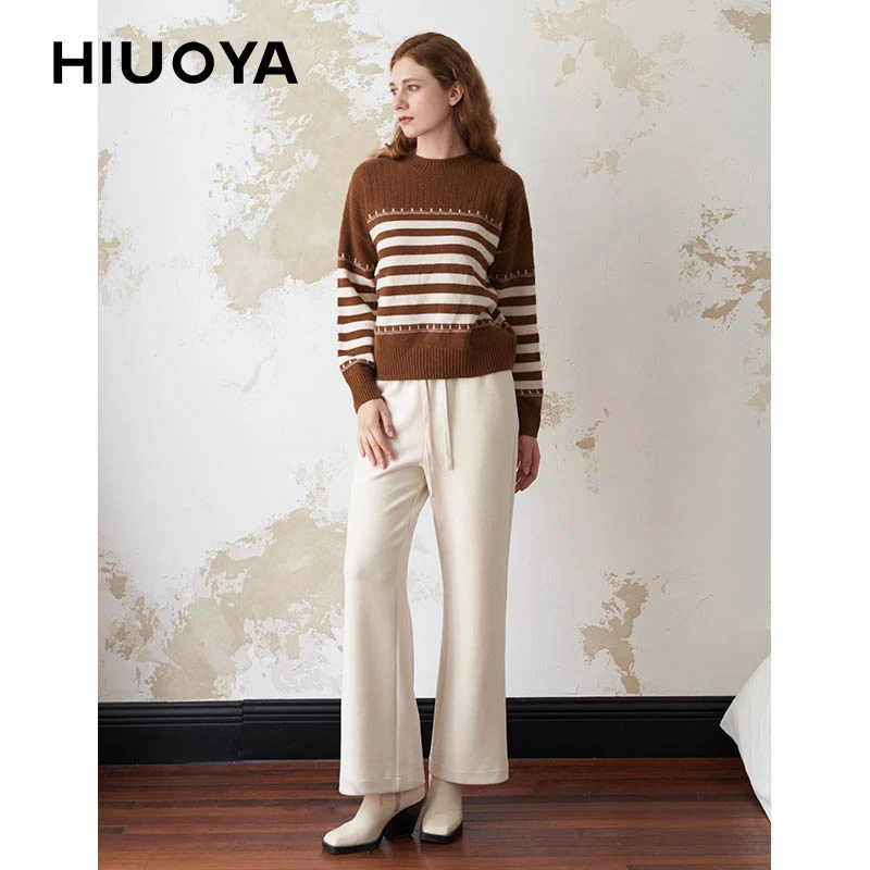 HIUOYA（9月活动）气质百搭款条纹休闲针织衫上衣女24470743