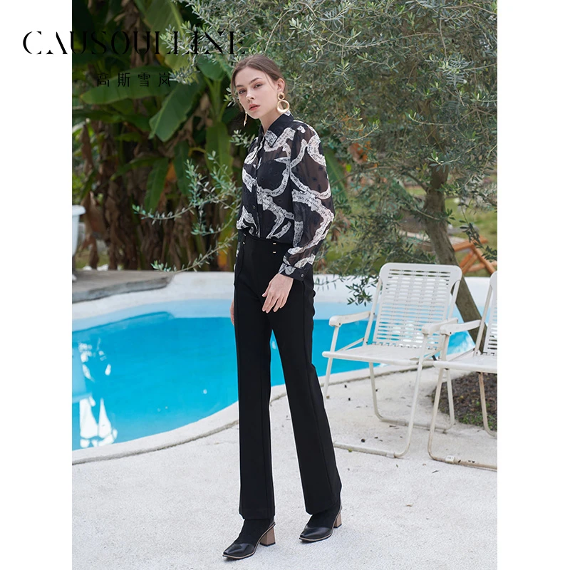 高斯雪岚【春装福利】复古个性设计印花衬衫时尚衬衣24111961