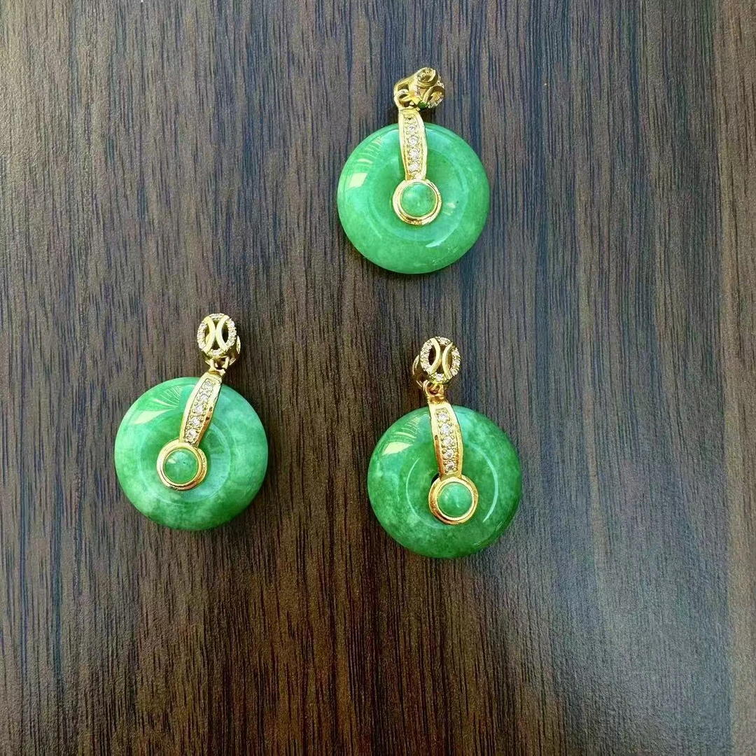 翡翠阳绿14k平安扣吊坠LY144