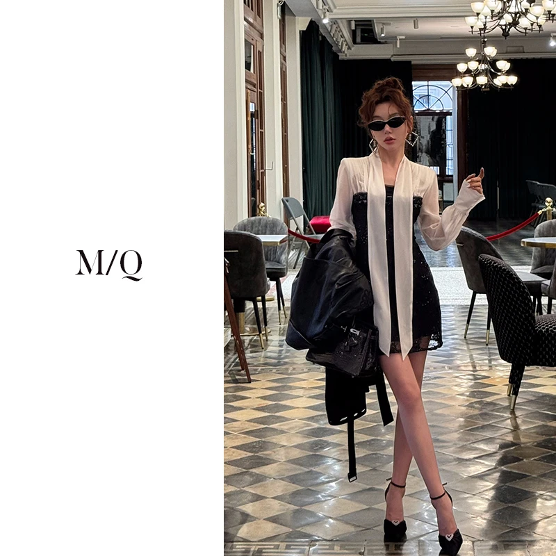 M/Q〔巴洛克千金〕 重工蕾丝撞色长袖连衣裙MQ8066