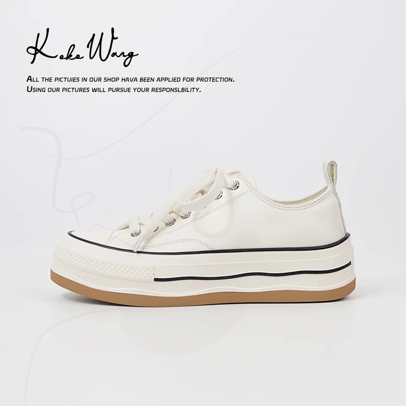 KOKOWANG 时尚复古厚底撞色系带圆头舒适休闲鞋091923L15X01