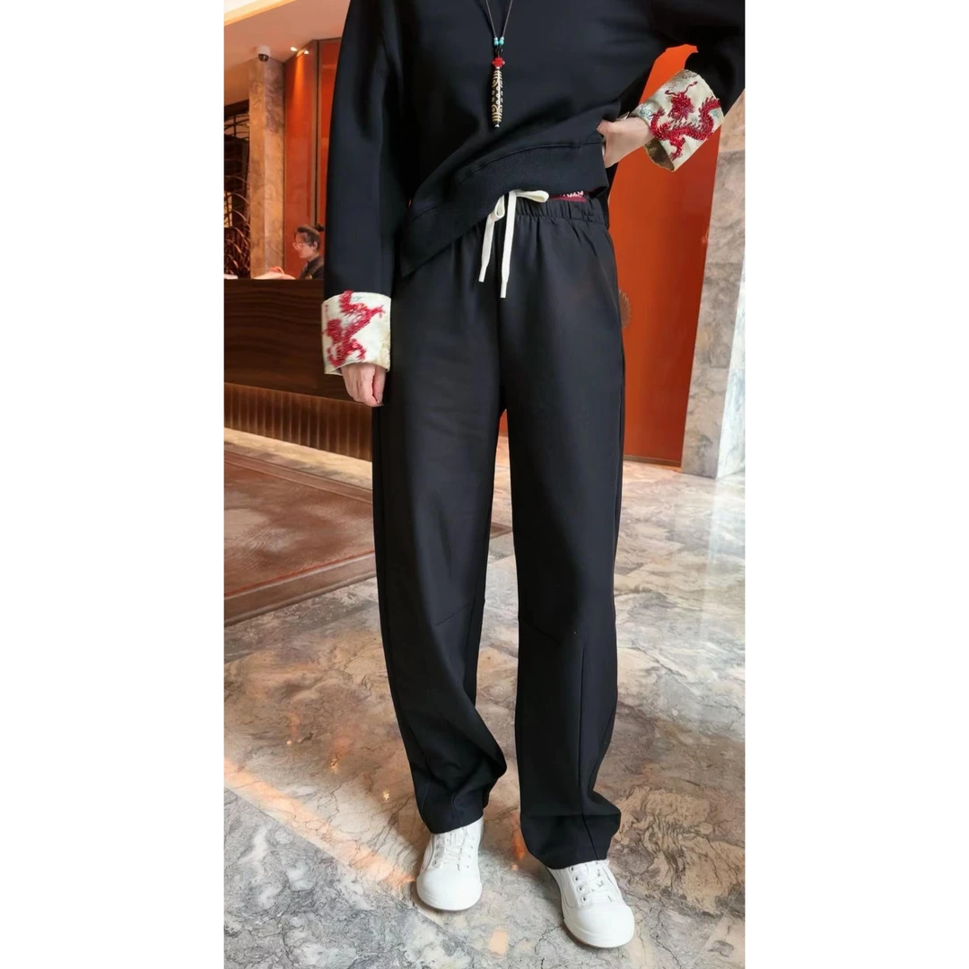 KOKO WANG龙年年服系列时尚撞色字母腰头抽绳休闲裤120454A05K47