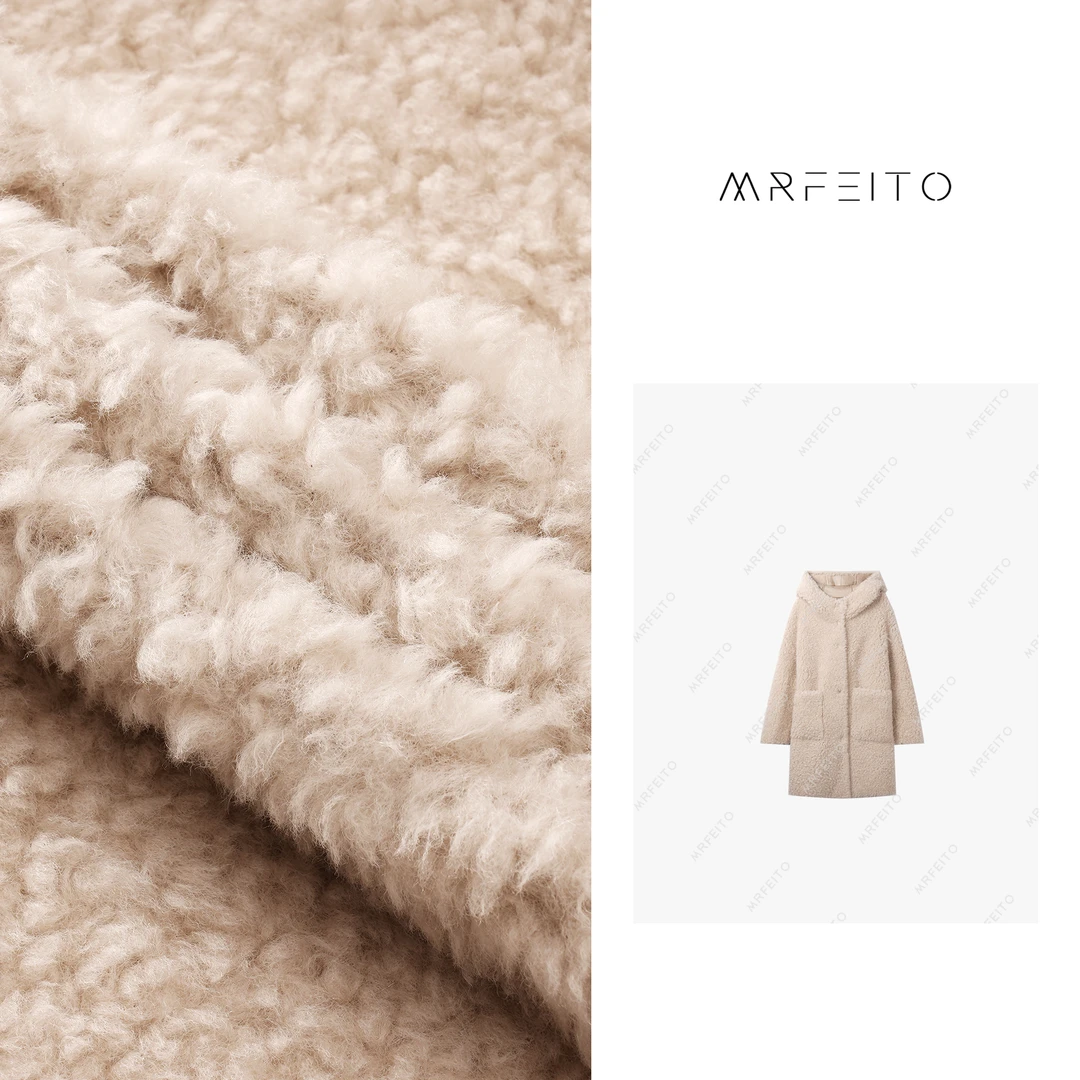 100绵羊毛毛长款浴袍连帽外套女H1018W01Q28839