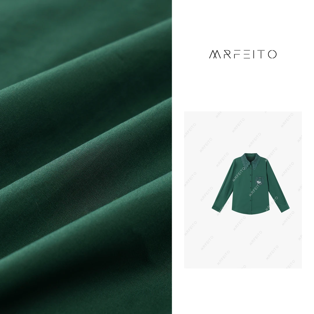 MRFEITO【格蕾衬衫】蕾丝领加绒时尚简约气质百搭衬衫H8C01D30038