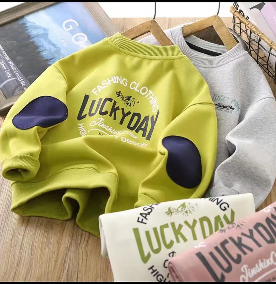 ZS-2301童装2025春季新款洋气时髦刺绣男女百搭中大童长袖卫衣