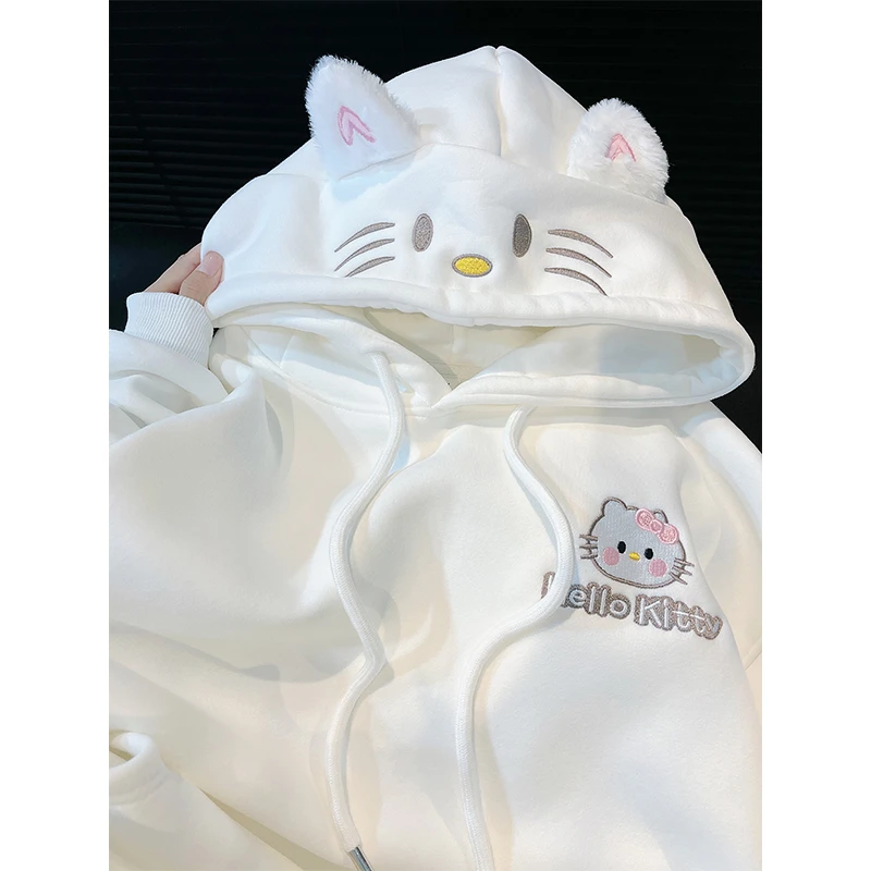 减龄刺绣卡通奶fufu连帽卫衣女秋冬季重磅加绒加厚显瘦小个子外套