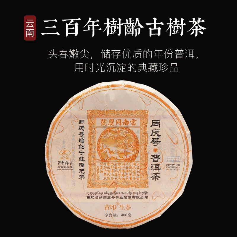 同庆号普洱茶【黄印生茶】普洱茶三百年古树阳春嫩尖 一芽一叶