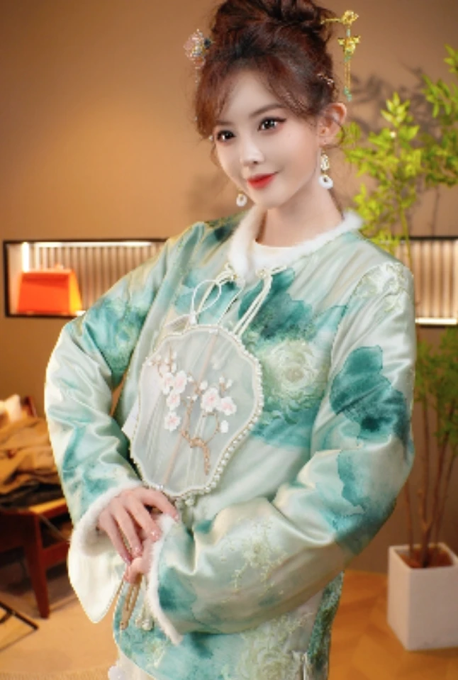 新款新中式气质刺绣加厚保暖棉服2024D1666粒粒