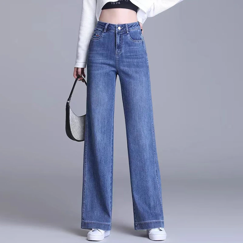 直筒牛仔裤女秋冬款2025年新款秋季中年女裤宽松女士妈妈阔腿裤子