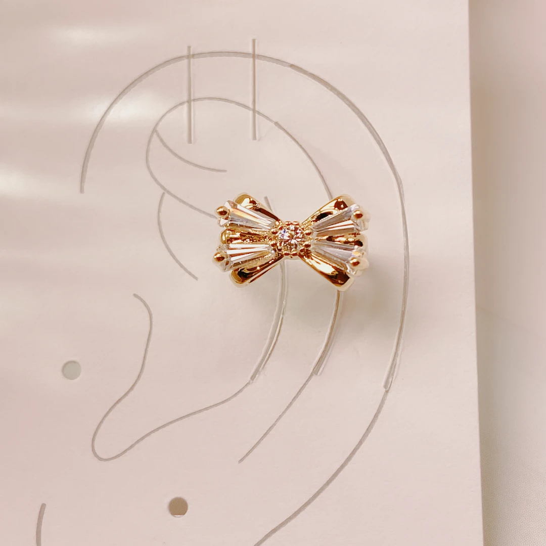 铜合金合成锆石胸针 轻奢时尚精致优雅耳饰蝴蝶结耳骨夹