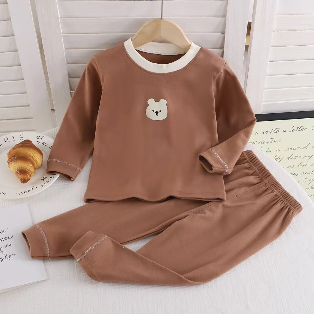 儿童秋冬季德绒套装保暖男女宝宝韩版卡通洋气舒适打底长袖内衣套