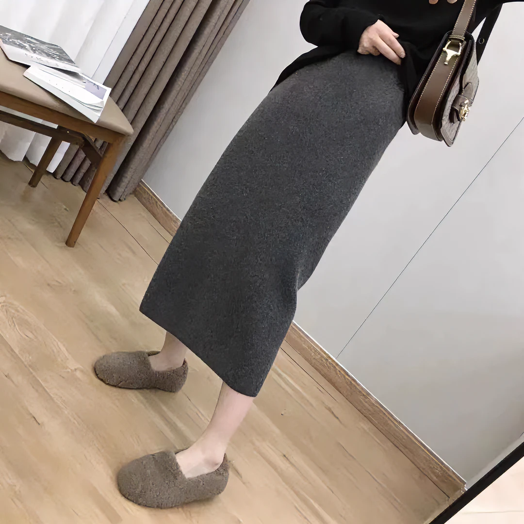 秋冬加厚显瘦时尚秋冬打底气质网红高腰百搭羊毛半身裙