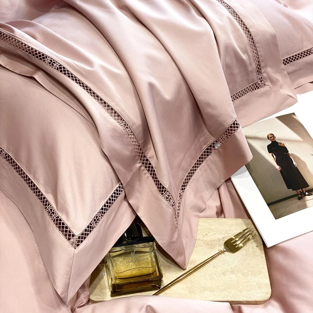 纯色全棉长绒棉四件套 随主播介绍下单  镂空纯棉纯色棉床上用品