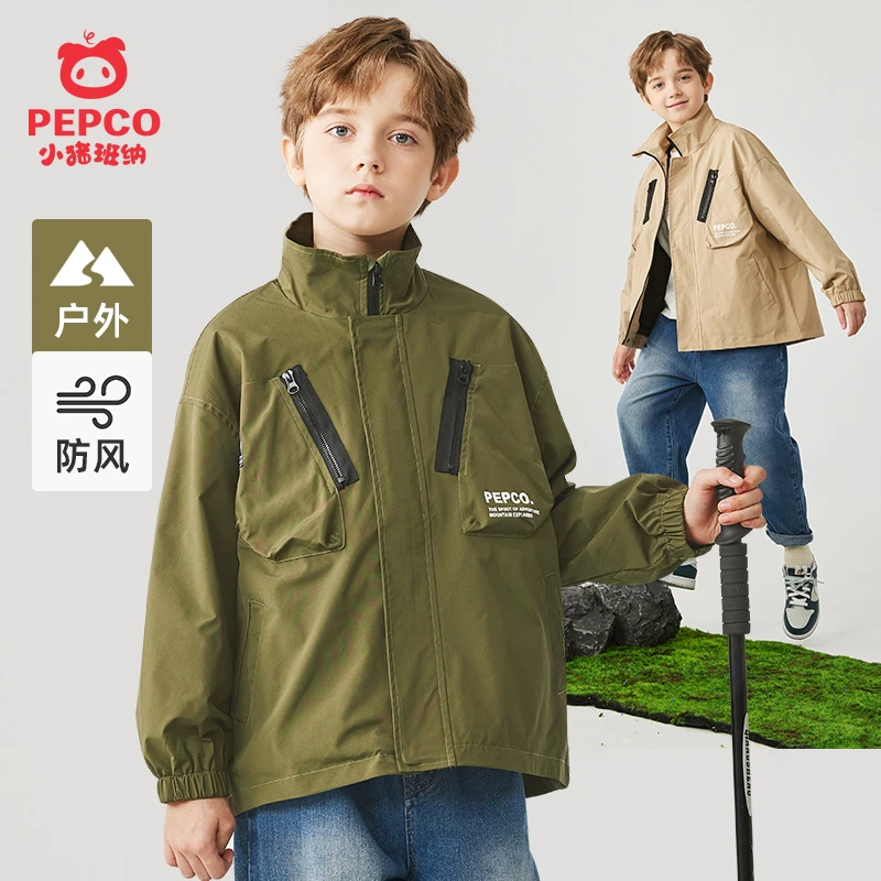 春季新款小猪班纳爆款工装儿童防风夹克连帽运动新款男童休闲外套