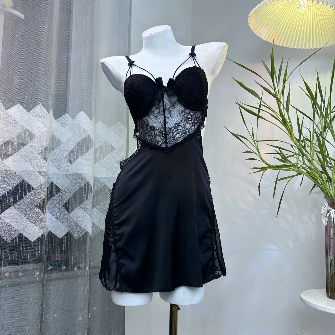 【寻觅】蕾丝轻奢睡裙女家居服套装美背