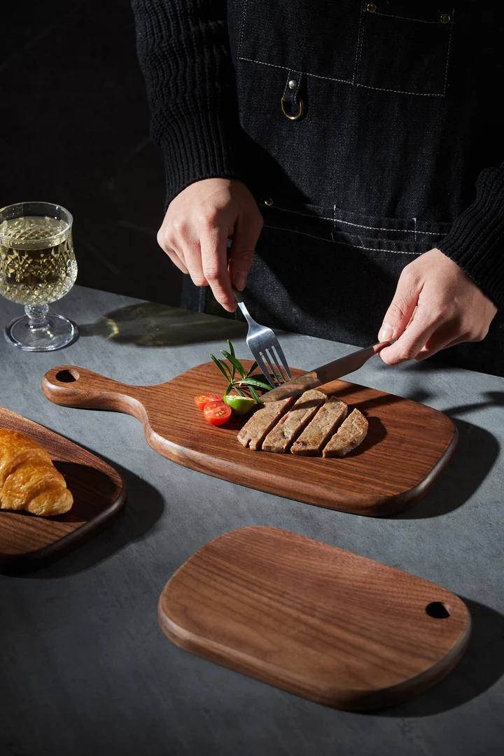 整木北美黑胡桃木西餐盘牛排菜板水果板整木原木菜板家用小切菜板