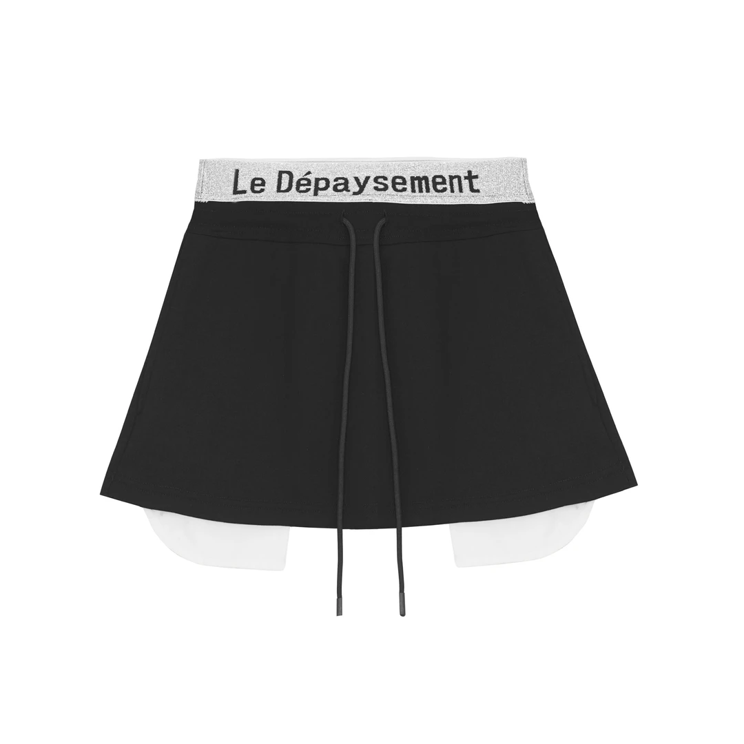 LE DEPAYSEMENT闪闪腰带抽绳短裙