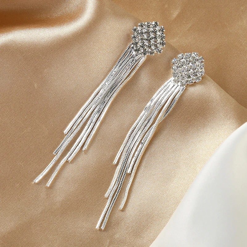 铜合金合成锆石耳饰 【M88】时尚轻奢长款超仙设计感耳钉 LY0265