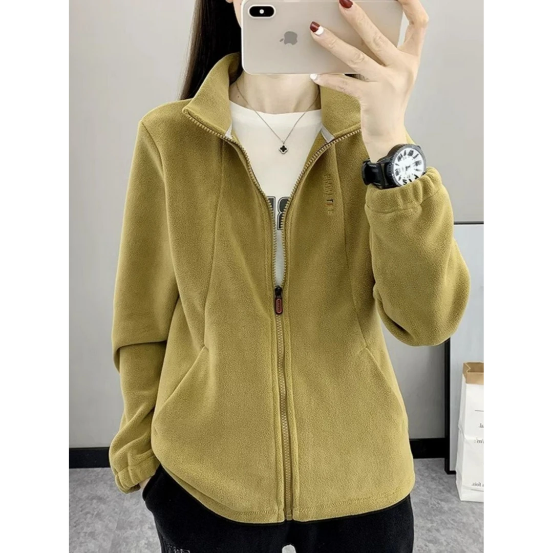 抓绒衣女加厚开衫外套户外秋冬新款摇粒绒双面绒拉链卫衣保暖舒适