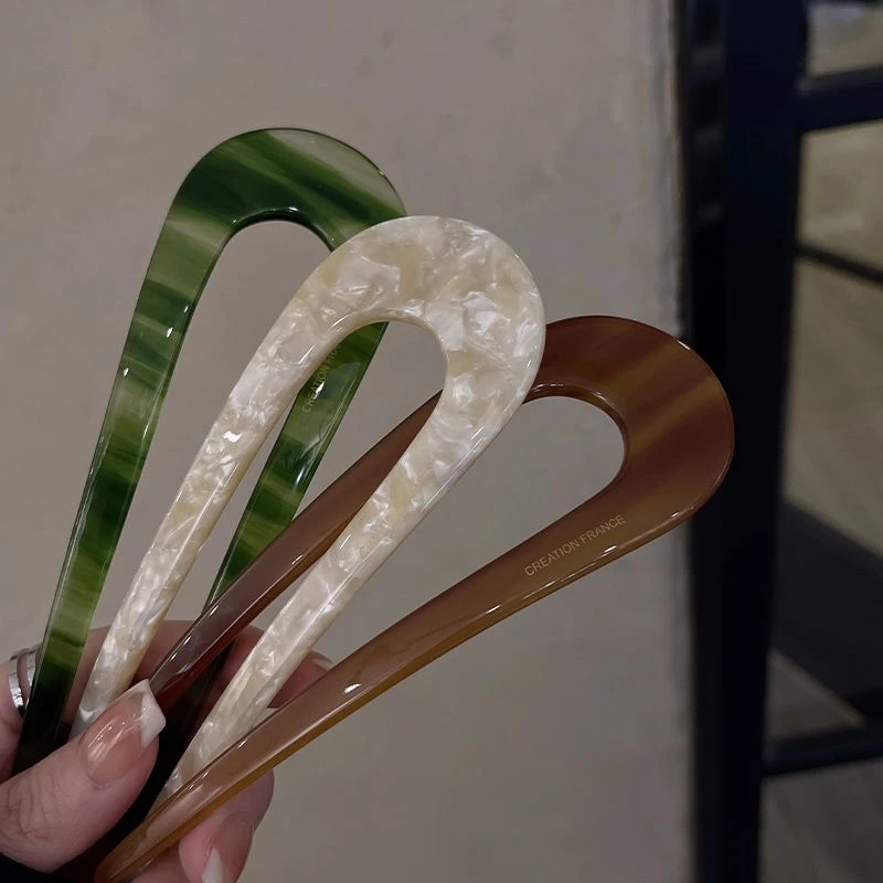 气质U型醋酸发簪女高级感日系经典大号盘发复古百搭夏天古风小众