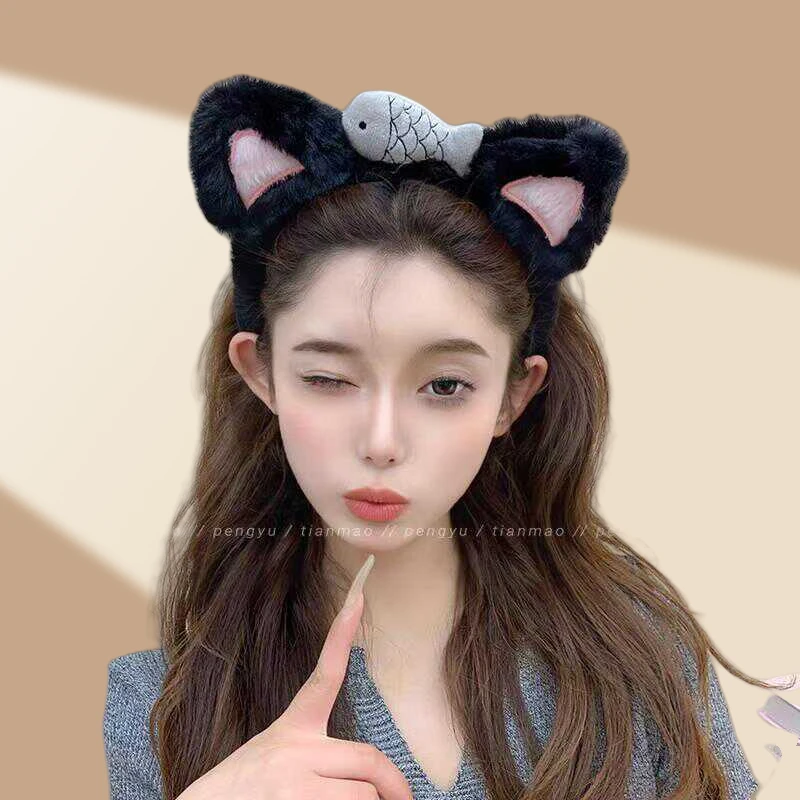 毛绒卡通发卡小鱼发箍女高级感洋气时尚显脸小减龄洗脸高颅顶