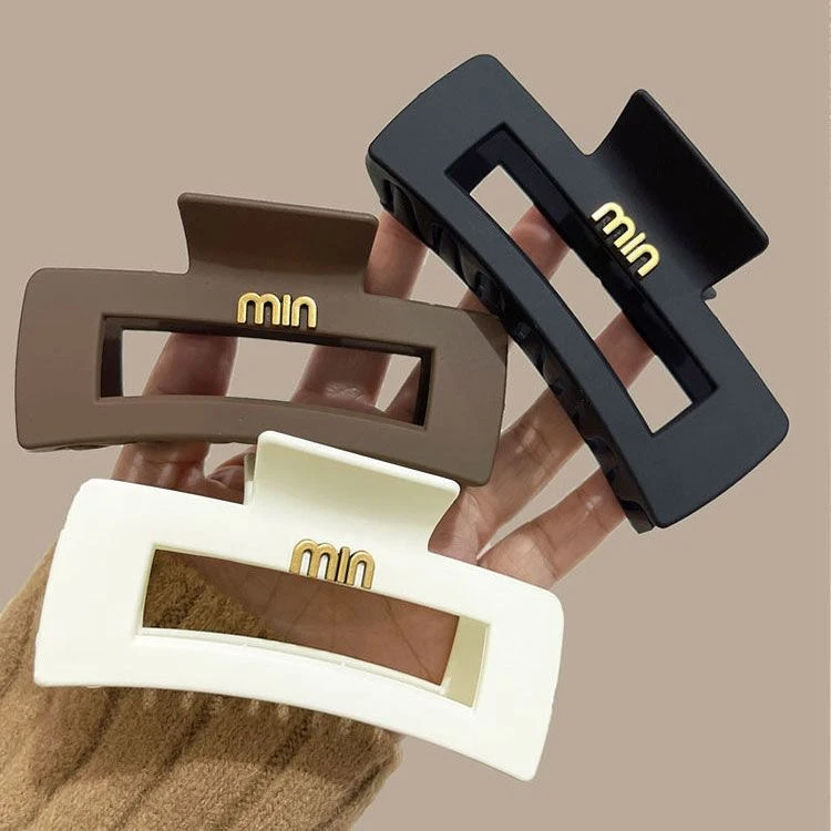 网红简约高级感黑色磨砂发夹后脑勺发量多抓夹气质百搭发卡法式