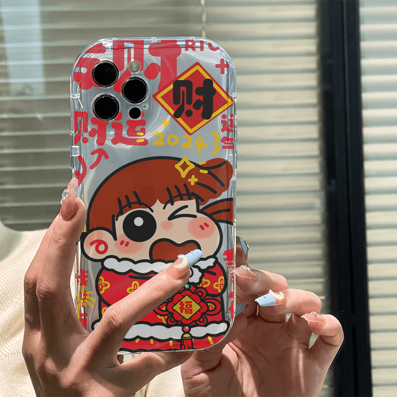 妮妮拜年苹果15手机壳iPhone14promax新年7/8plus创意13/12/11/xr