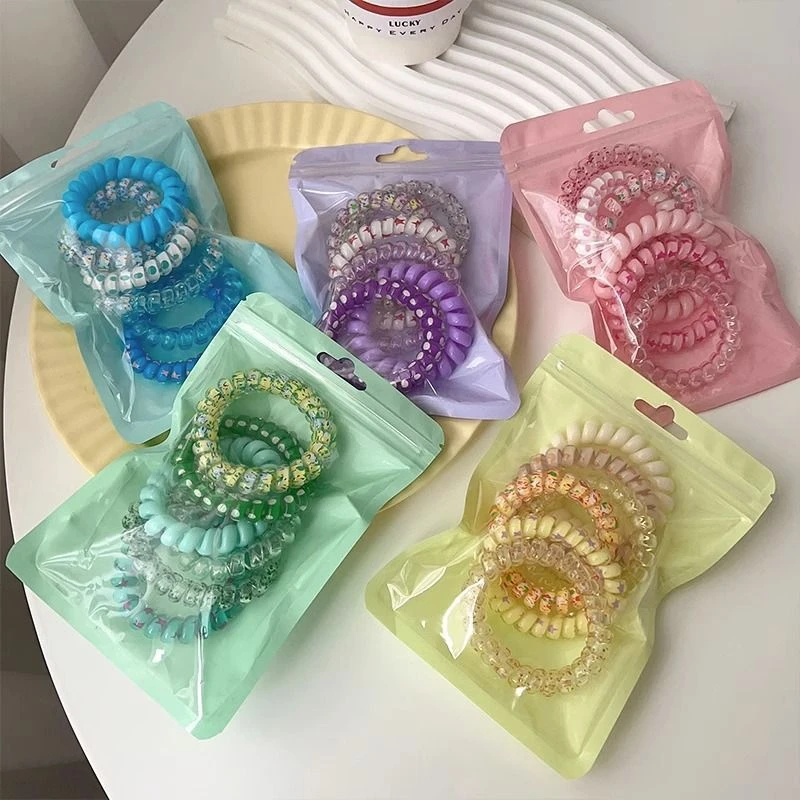 渐变色系电话线发圈发绳甜妹糖果色头绳无痕扎发皮筋不伤发头饰女