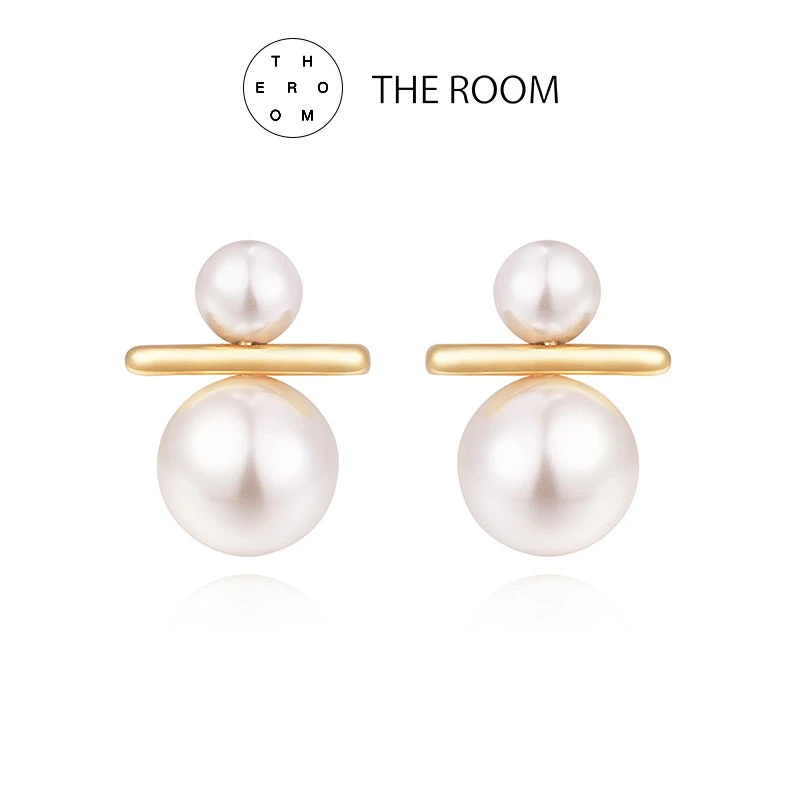 THE ROOM 合金仿珍珠耳饰 大小不对称小米珠耳环简约高级精致轻奢
