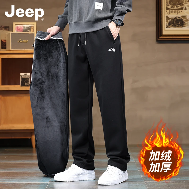 JEEP吉普高端黑色卫裤男士2024新款秋季宽松潮流运动休闲束脚裤子