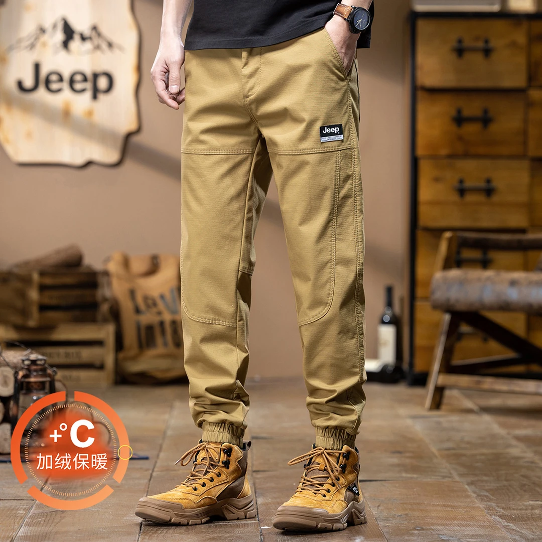 JEEP吉普美式工装裤男秋冬款男士裤子休闲裤男装新款冬季加绒男裤