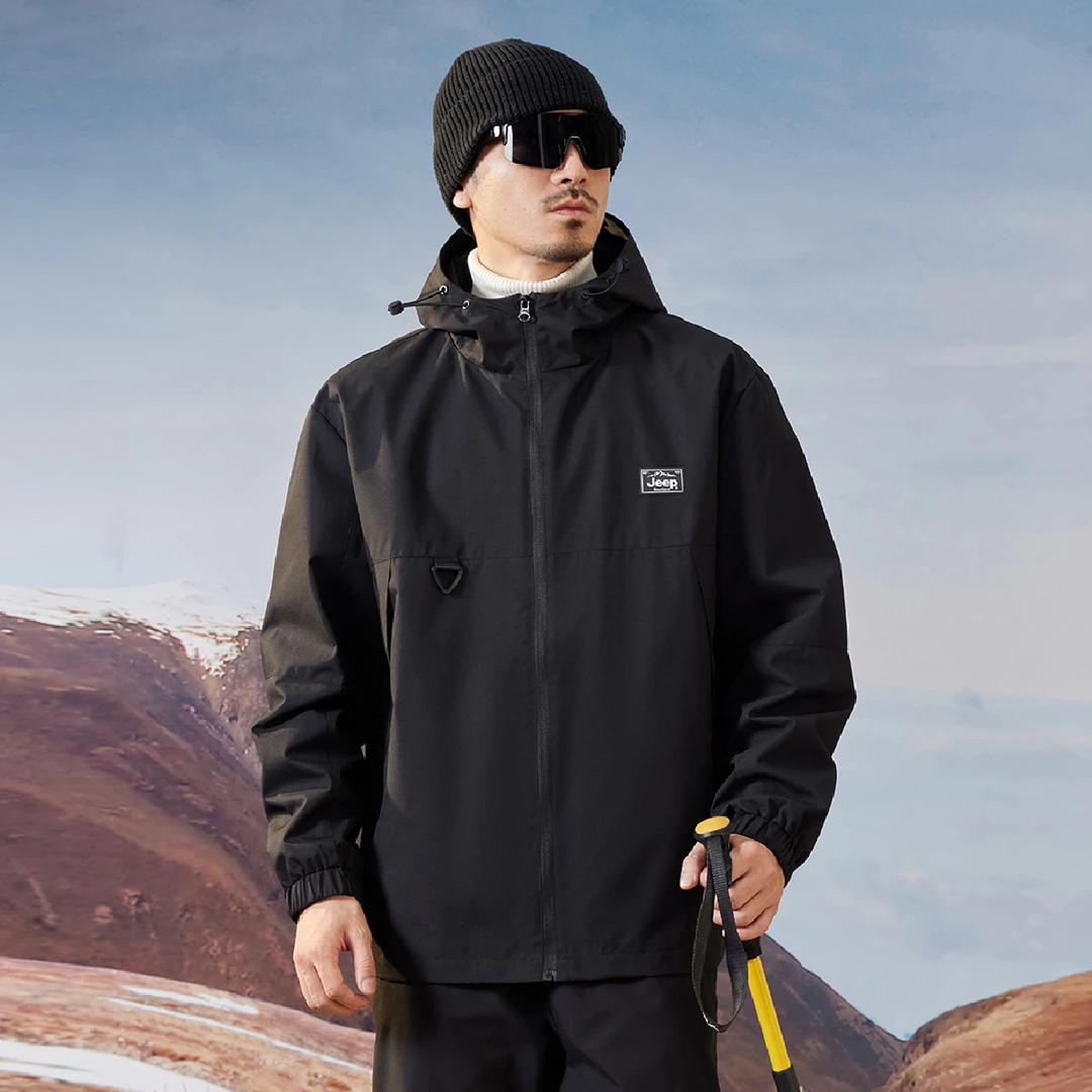 Jeep吉普春秋款冲锋夹克男宽松潮流2024新款连帽加厚男士外套上衣