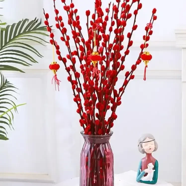 【年宵花干】银柳鲜枝真花花红色彩色银柳耐寒水培花卉植物室内