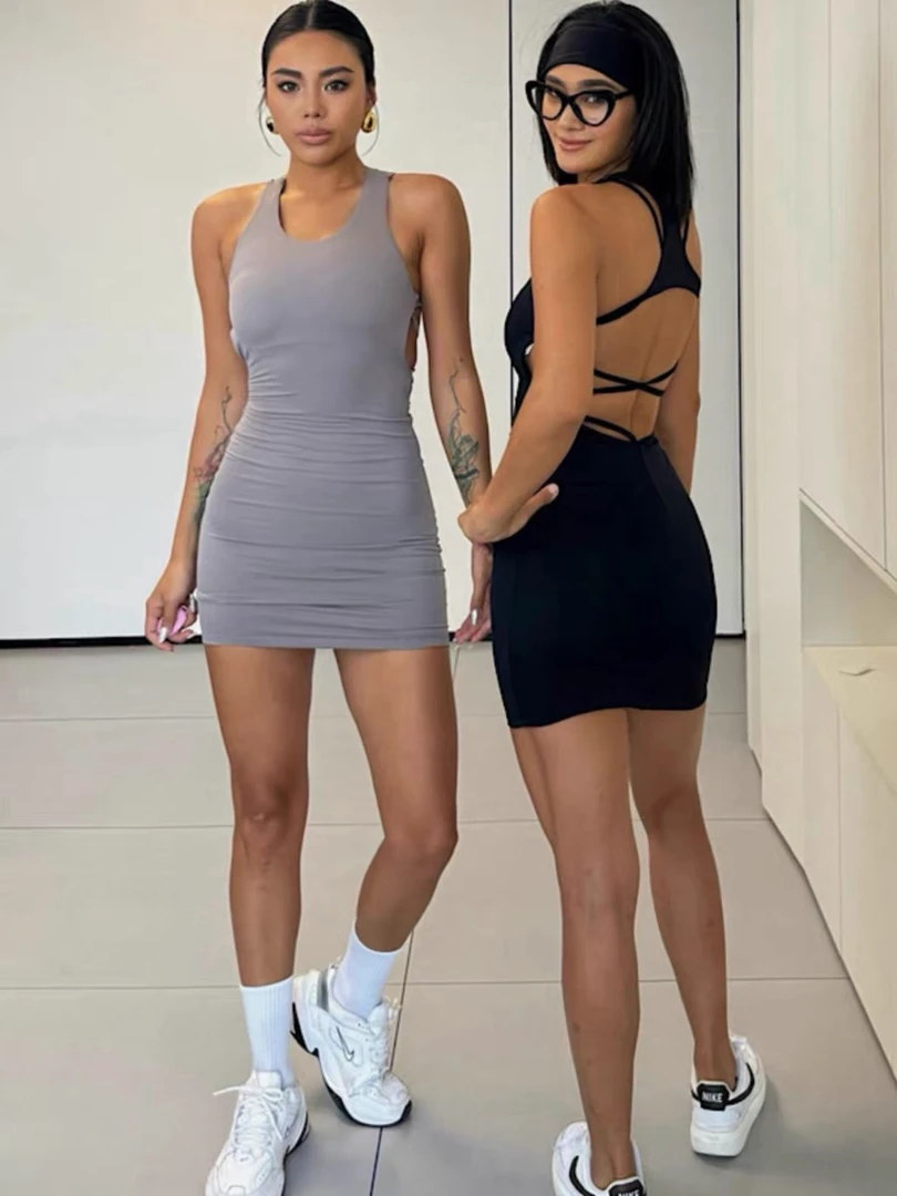 akiyostudio欧美性感背心包臀连衣裙裙子夏季女纯欲显瘦紧身裙