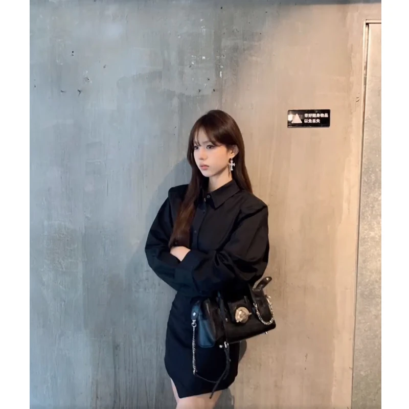 2025秋季新款设计感气质长袖衬衫套装女显高显瘦高腰半身裙两件套