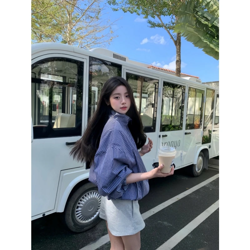 辣妹刚需穿搭韩系夏季性感收腰紫色衬衫上衣法式复古小众半身短裙