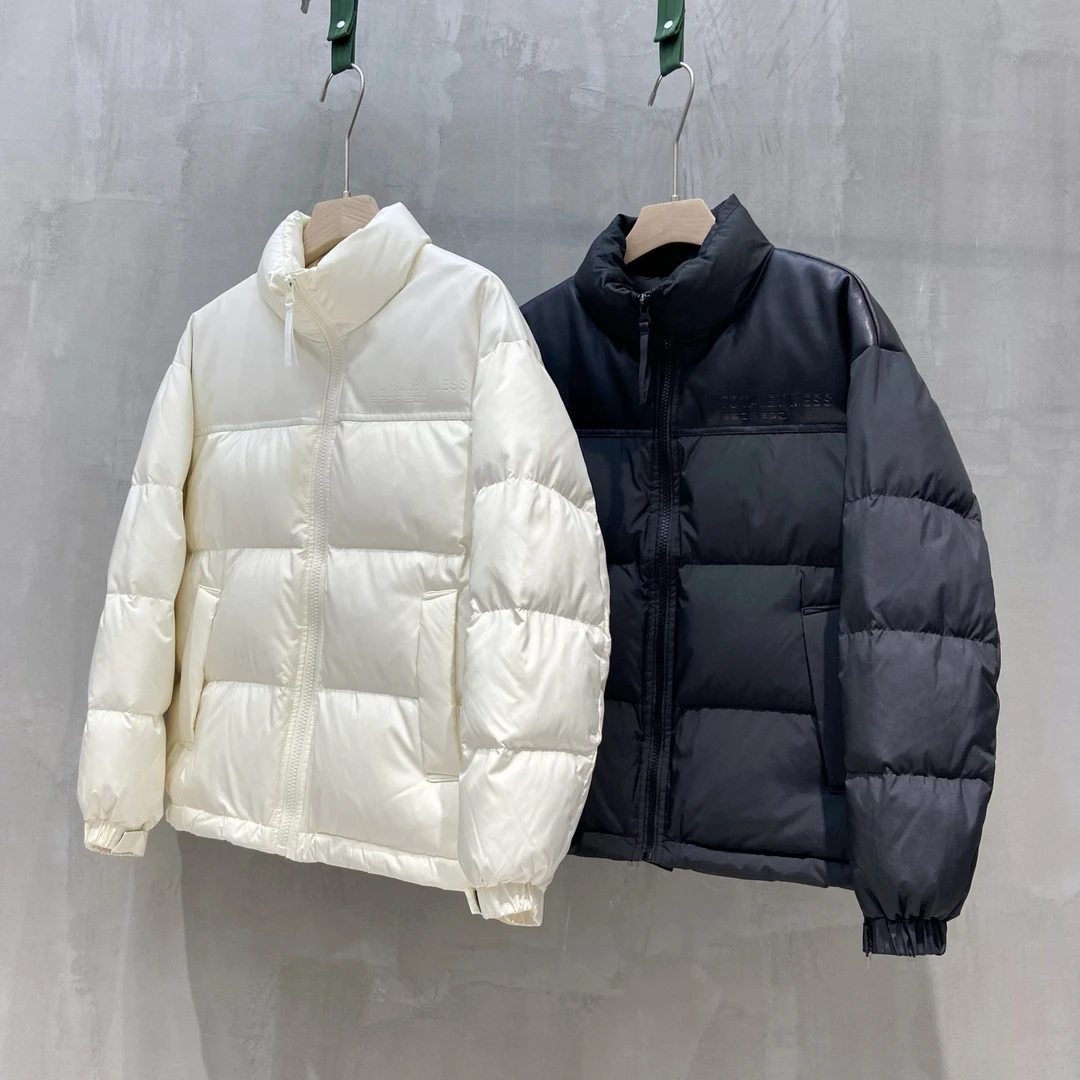 【含绒量90%】羽绒立领拼接pu短款马甲外套#5020