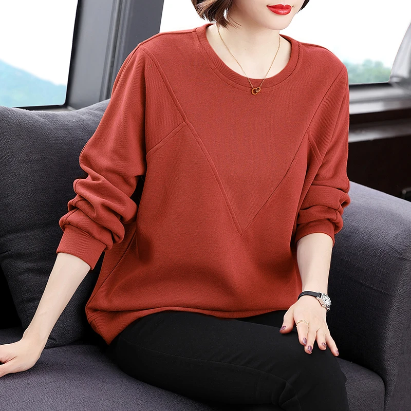 中年妈妈款休闲爆款卫衣女春秋宽松大码显瘦洋气减龄长袖百搭上衣