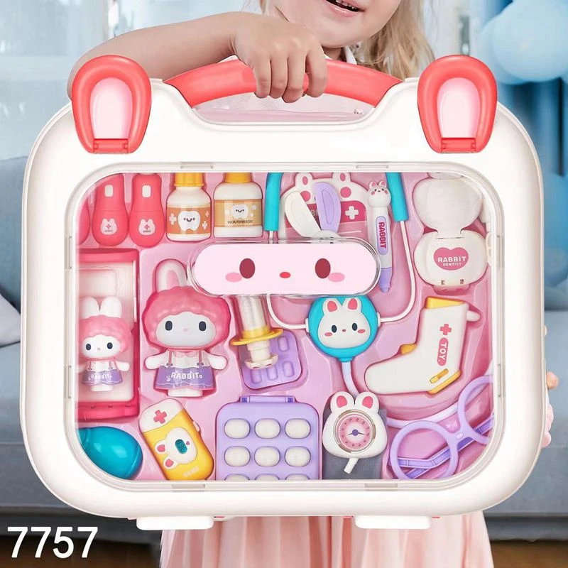 雅斯妮威尼兔牙医手提箱牙科诊所护士打针男女孩过家家幼儿童玩具