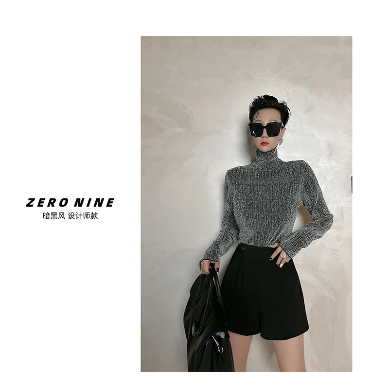Dan Dan 亮丝修身高领针织衫女