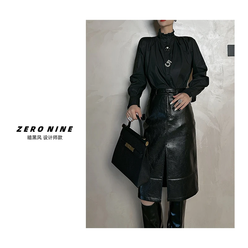 Dan Dan 暗黑风高级感法式衬衫女