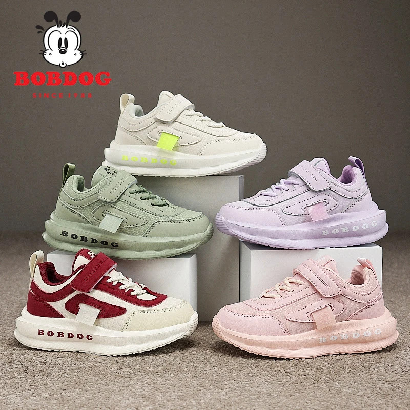 巴布豆中大童鞋2025秋冬季男女童休闲防水皮面学生运动户外鞋S361