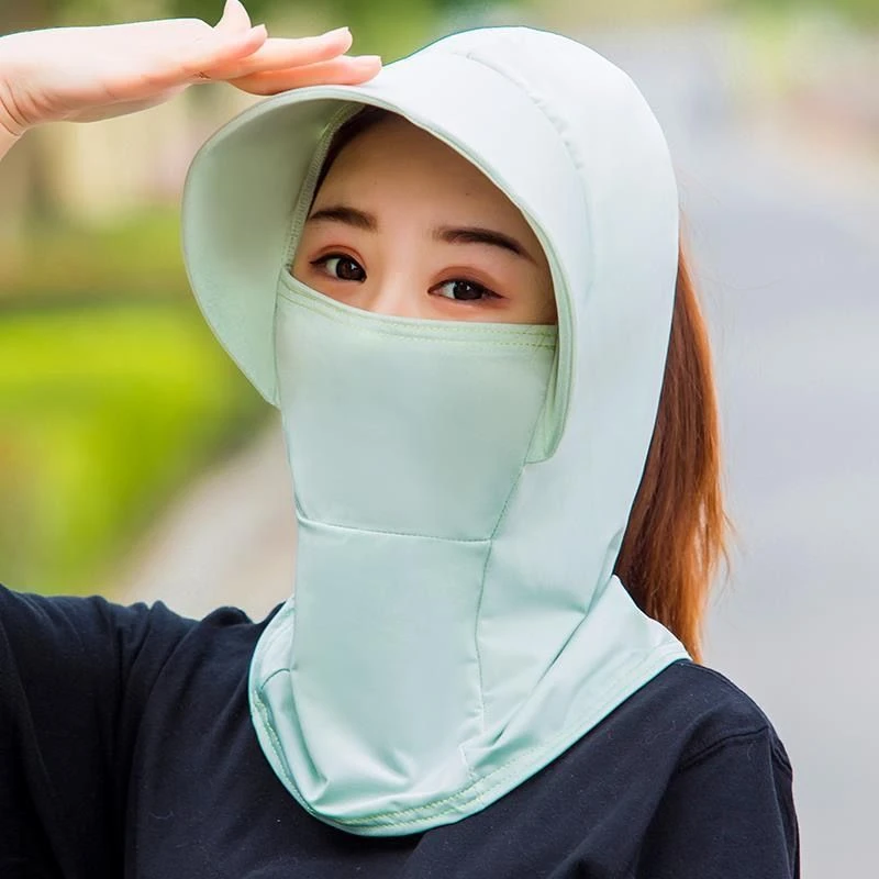 防晒口罩全脸护颈女遮阳帽防紫外线冰丝材质骑行防尘女太阳帽围脖