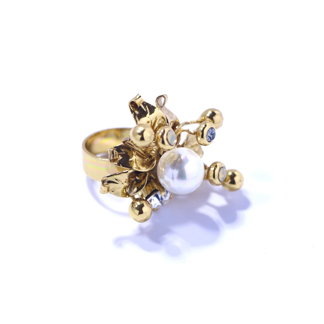 铜合金戒指 阿烁中古CD白珠戒指as3719