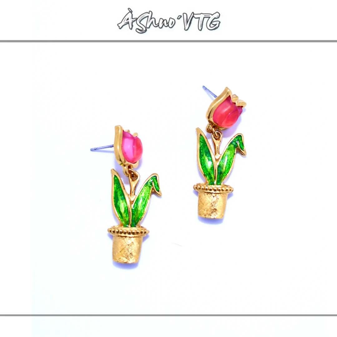 铜合金珐琅耳饰 阿烁中古as8764