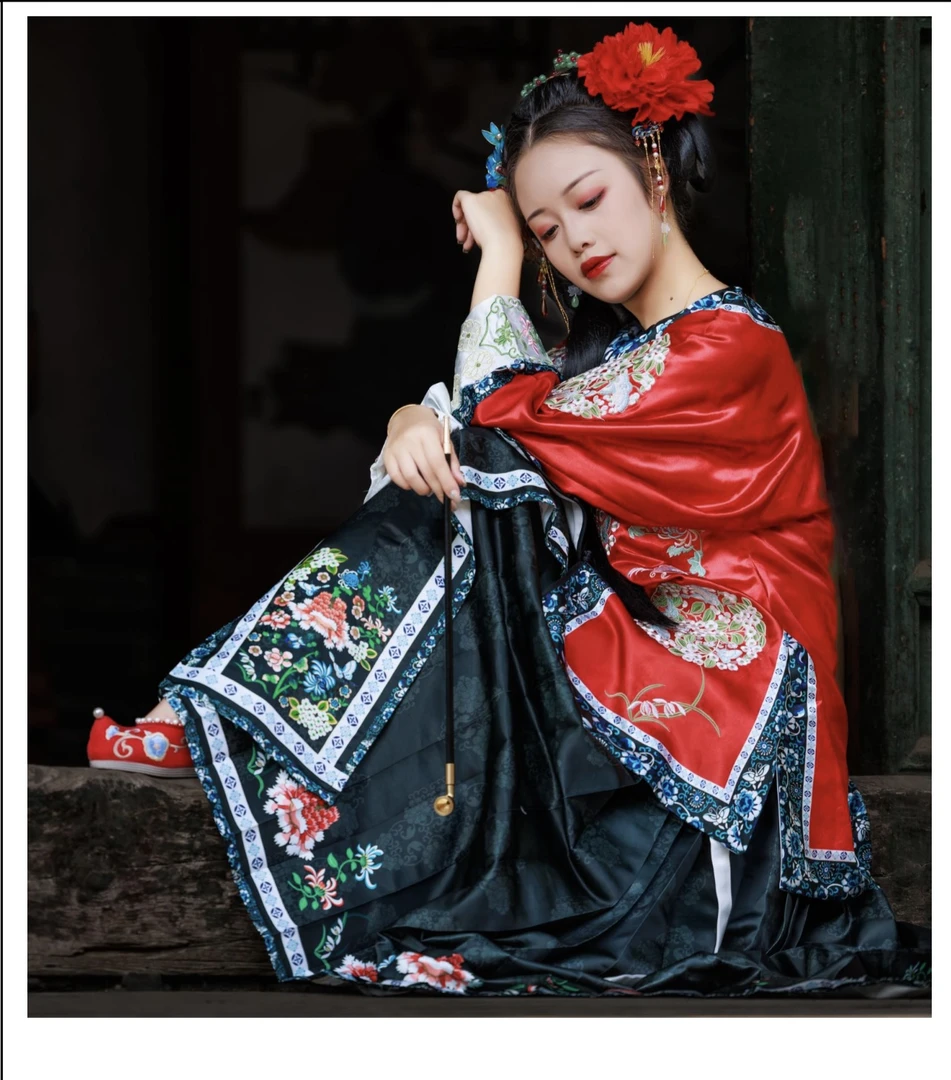 淸汉女重工上衣刺绣四季汉服套装晋商少奶奶格格服对襟上衣马面裙