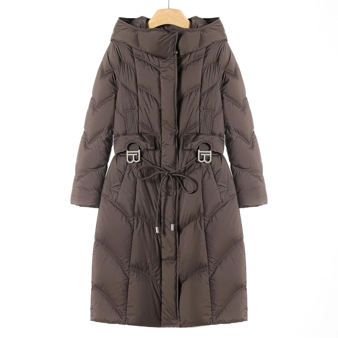 2999【帝】冬装 粗腰绳修身字母金属连帽羽绒服068剪标