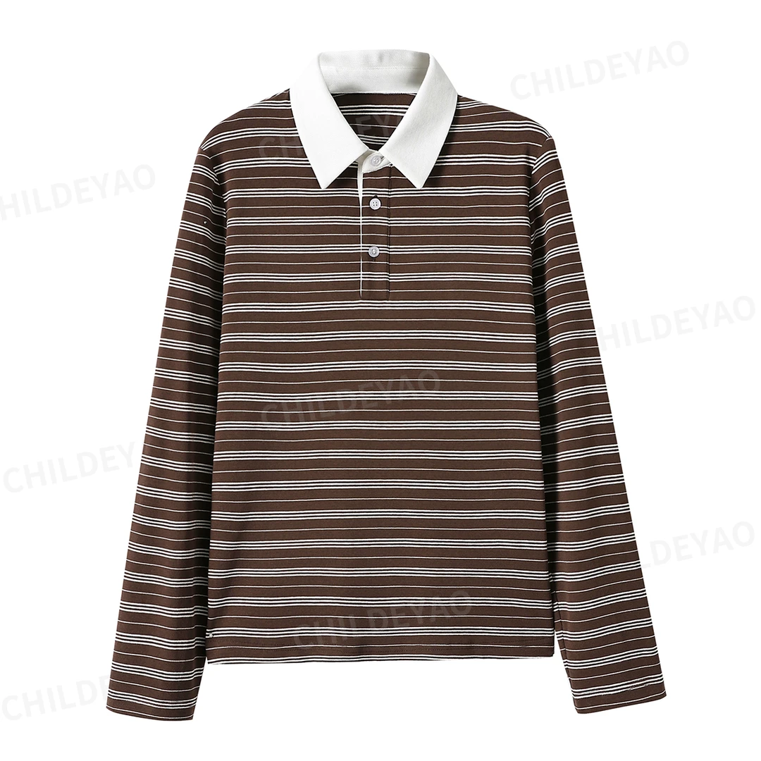 Childe Yao『圣马丁艺术生』休闲百搭复古撞色POLO领长袖衫S409111